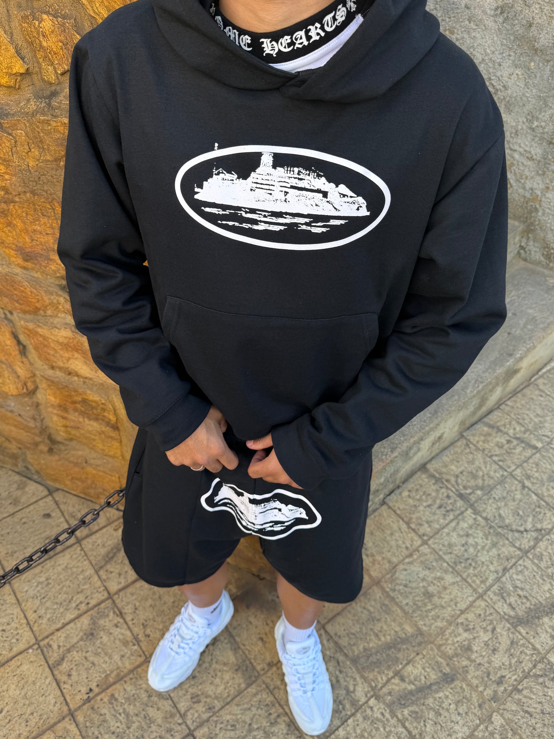 CONJUNTO MOLETOM CORTEIZ ALCATRAZ - BLACK WHITE