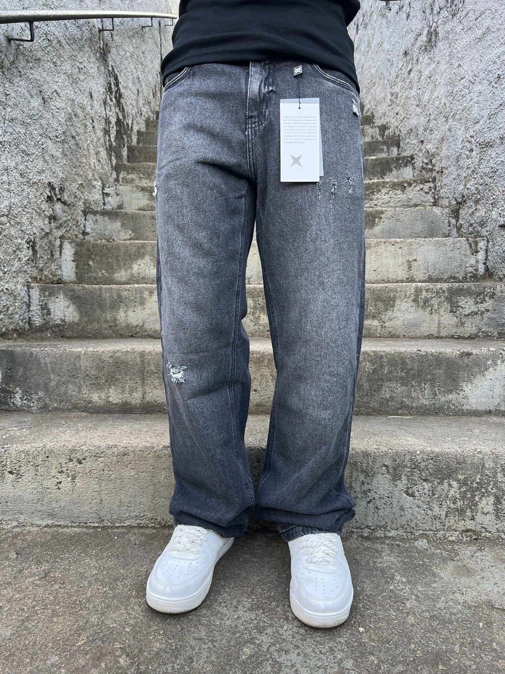 CALÇA BAGGY BLACK STONED